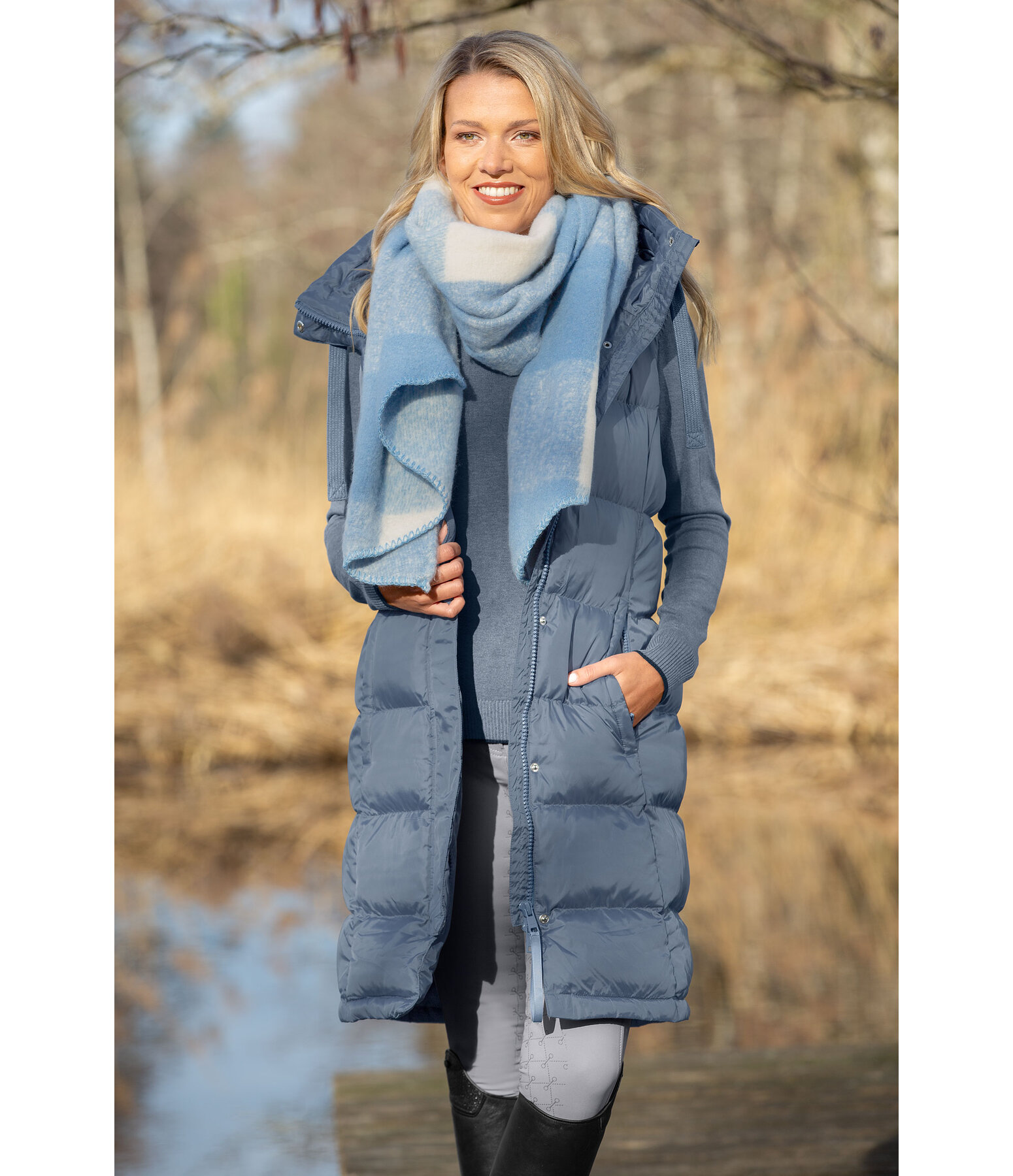 Gilet lungo con cappuccio Clara