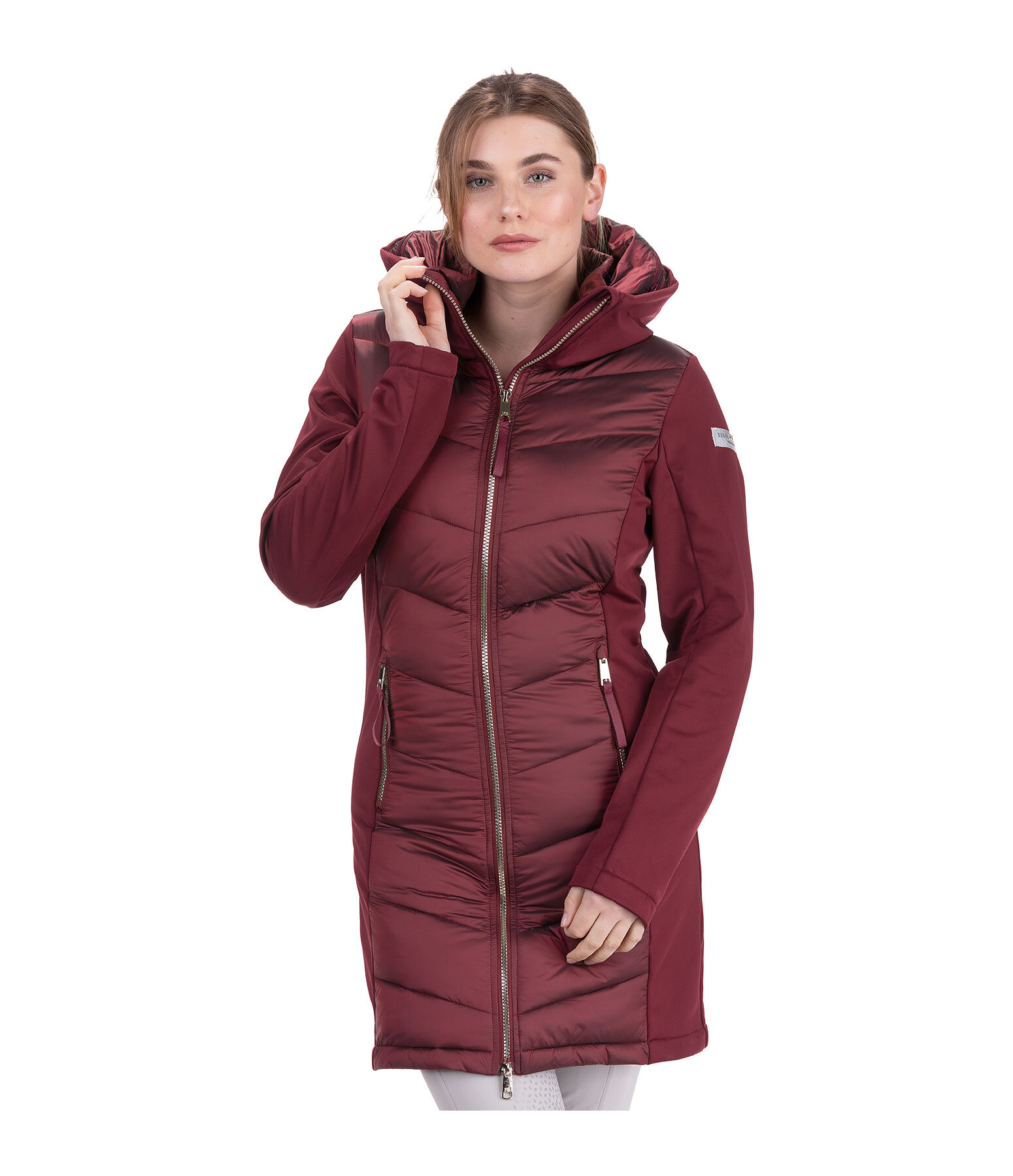 Cappotto da equitazione combinato softshell con cappuccio Charlotte