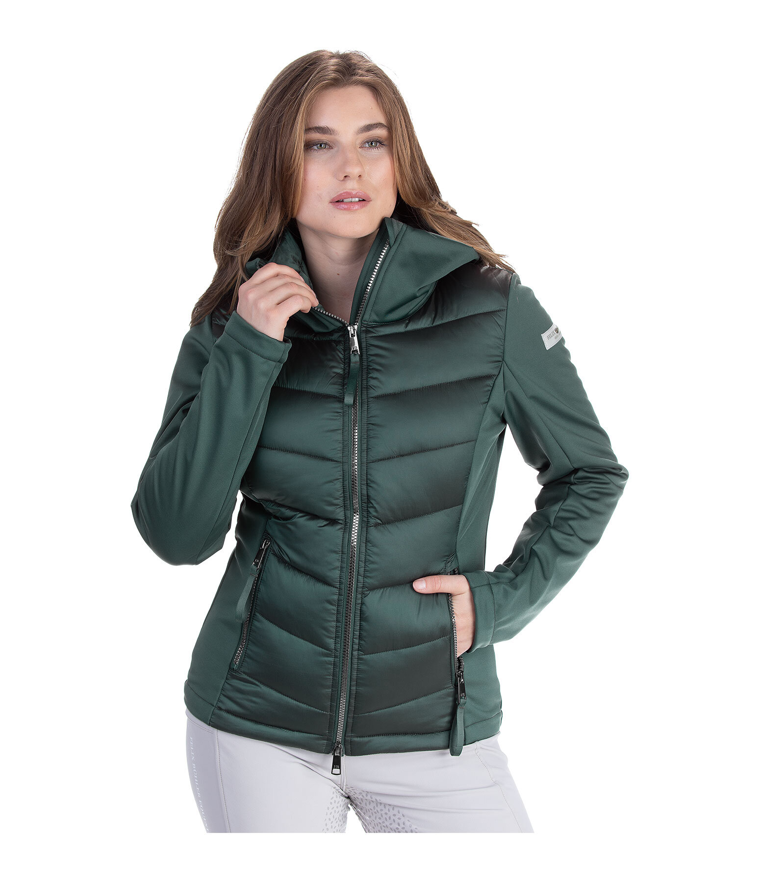 Giacca da equitazione combinata softshell con cappuccio Claire