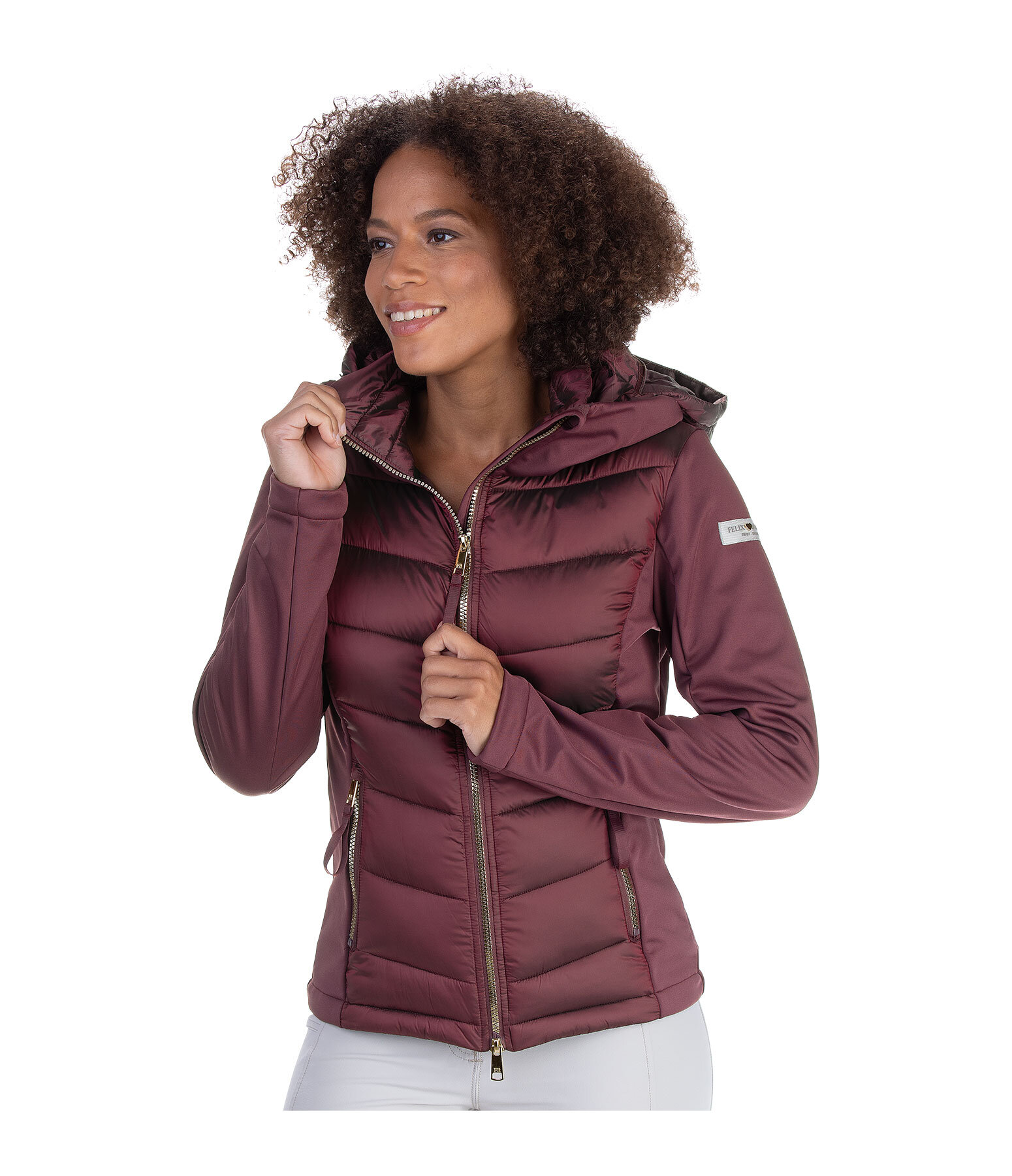 Giacca da equitazione combinata softshell con cappuccio Claire