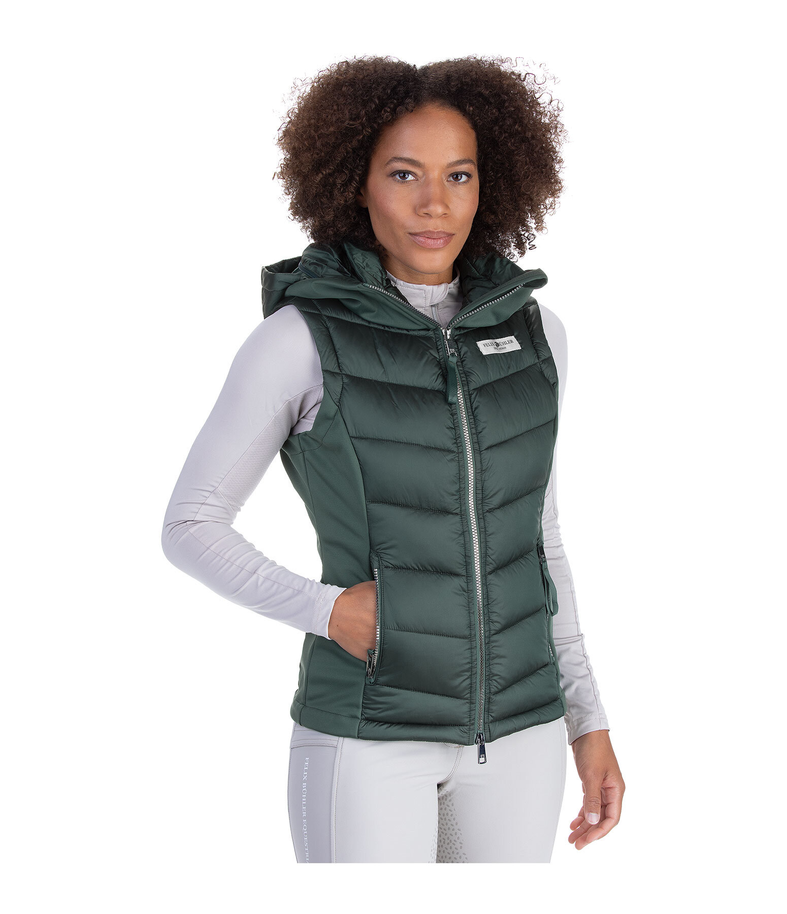 Gilet da equitazione combinato softshell con cappuccio Katlyn