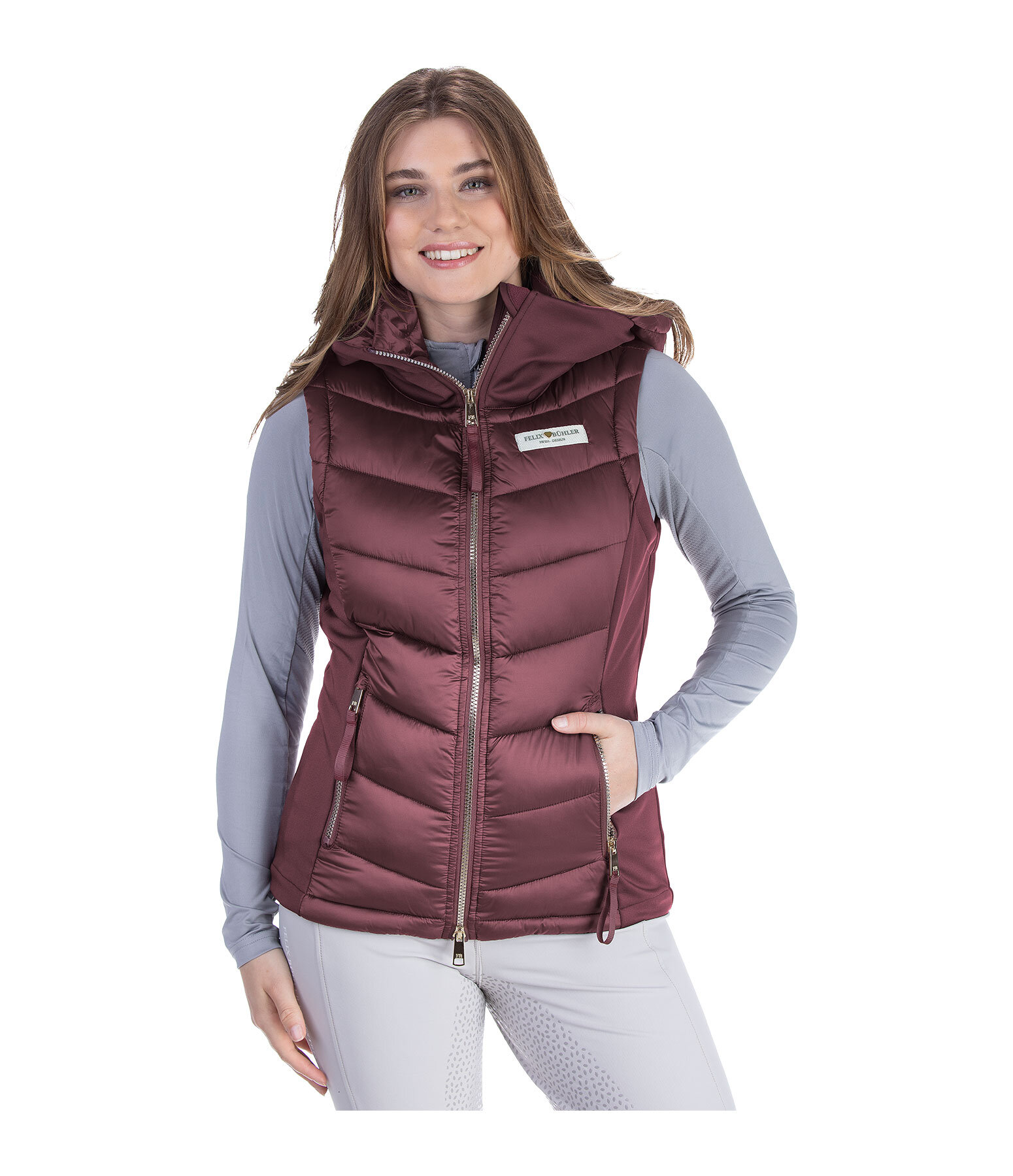 Gilet da equitazione combinato softshell con cappuccio Katlyn