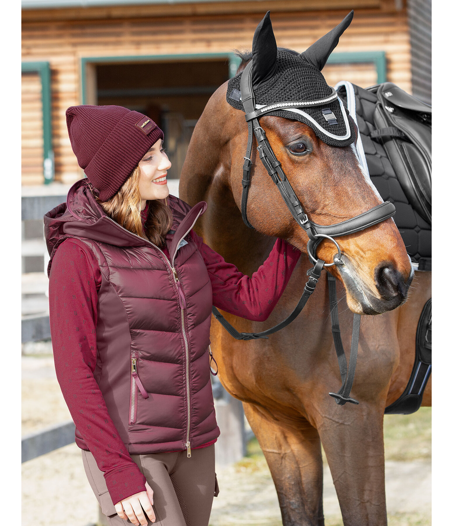 Gilet da equitazione combinato softshell con cappuccio Katlyn