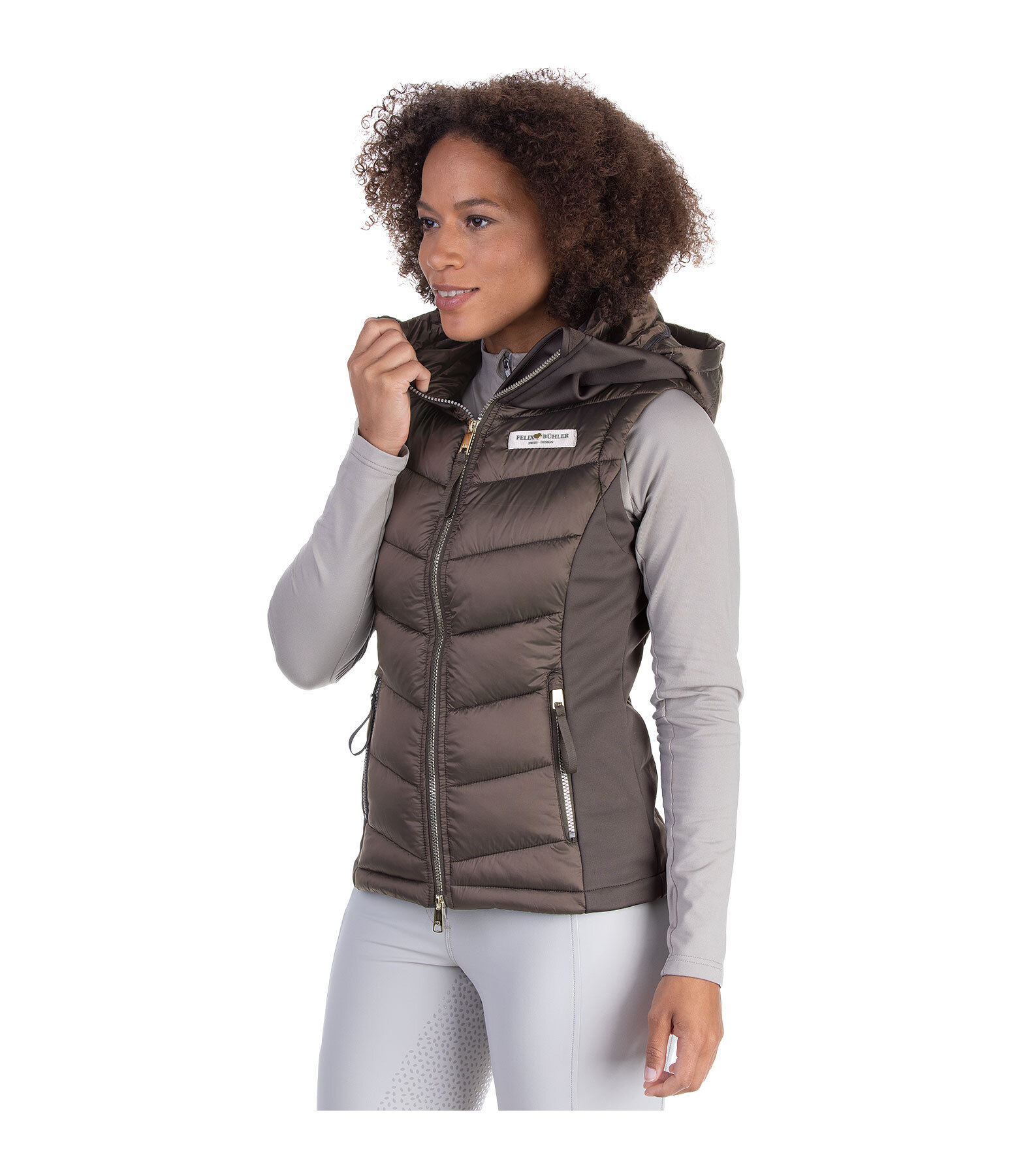 Gilet da equitazione combinato softshell con cappuccio Katlyn